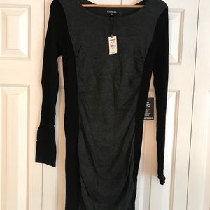 Express sweater dress with ruching detail